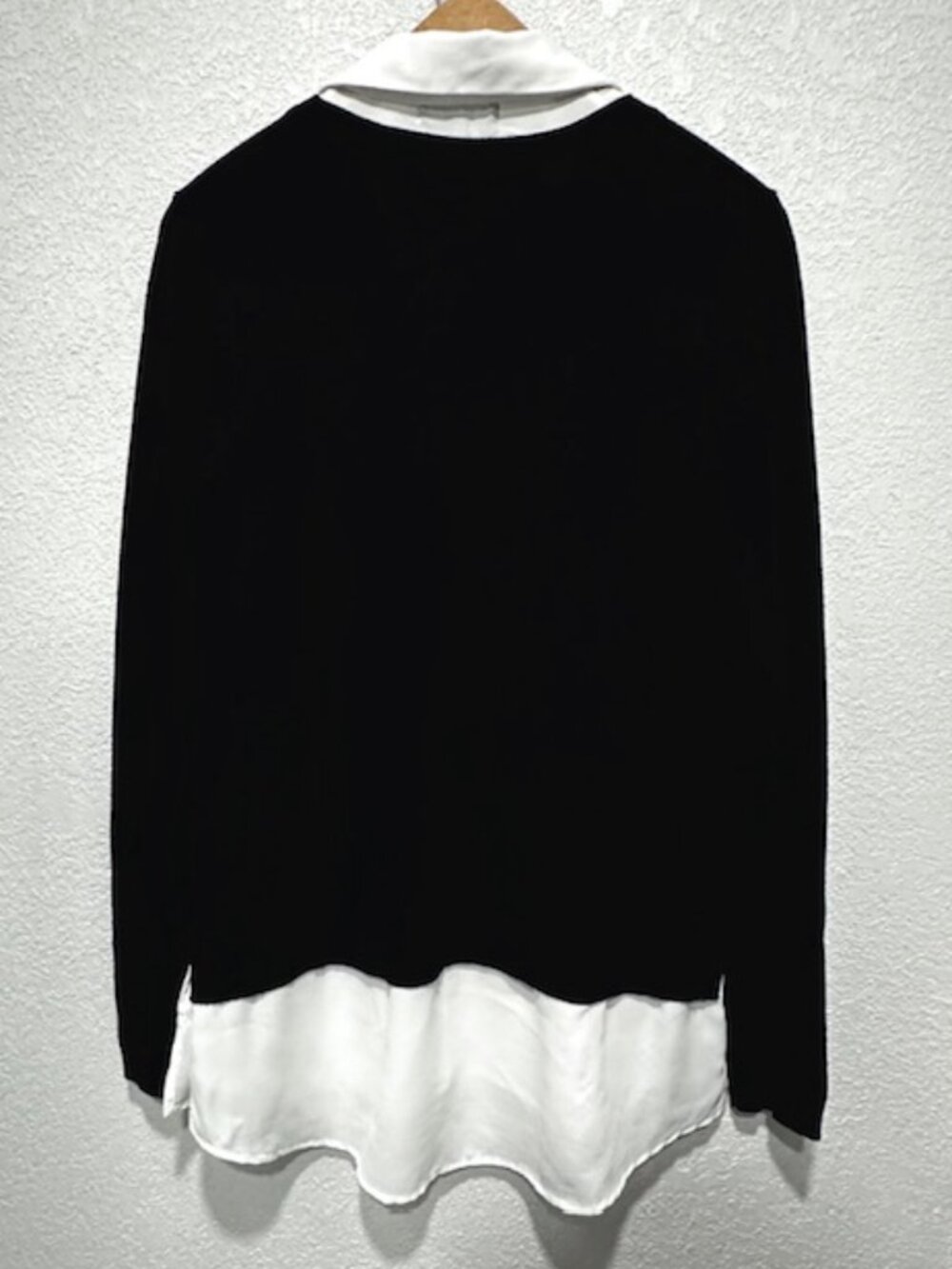 Adrianna Papell Womens Twofer Sweater Collared Long Sleeve Black & White Size L - Picture 3 of 15